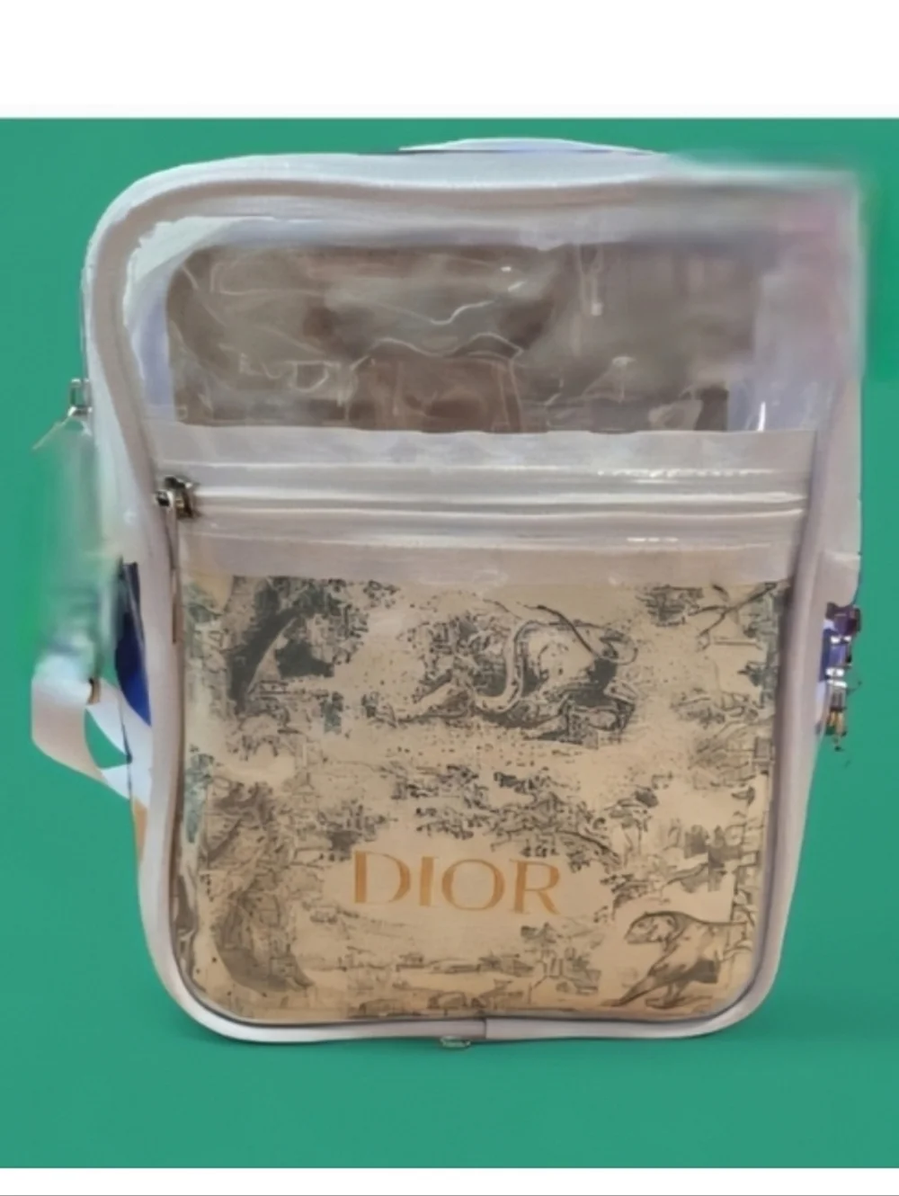 Dior Women's White Green Toile Crossbody Bag - Picture 4 of 14